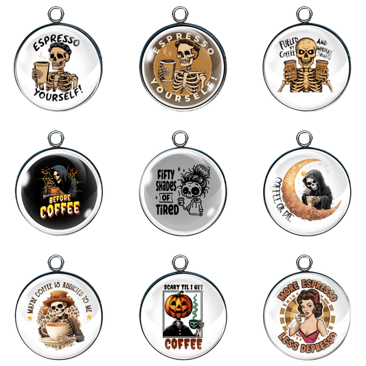 Group of 9 charms with skeletons and sassy sayings