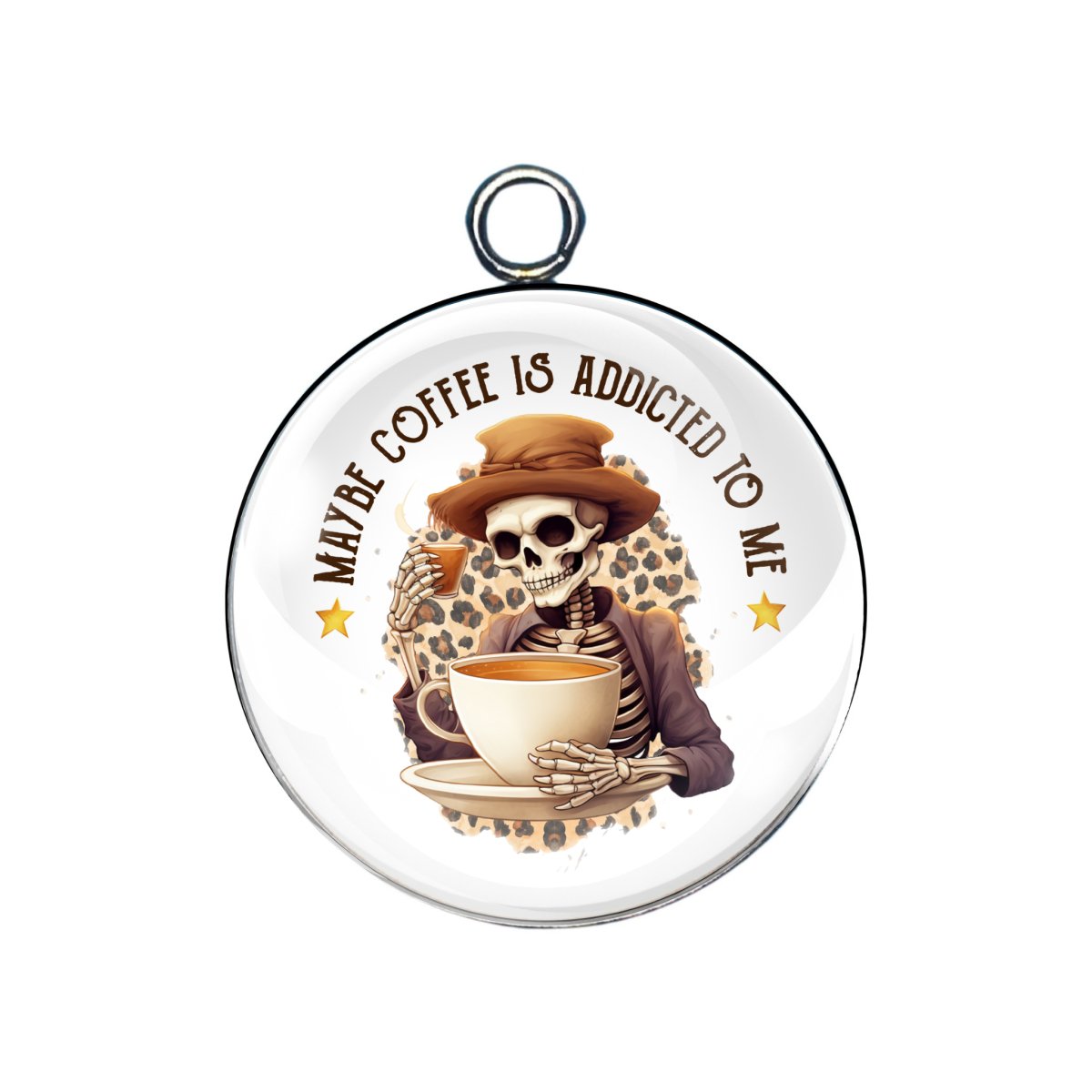 Funny coffee glass cabochon charm