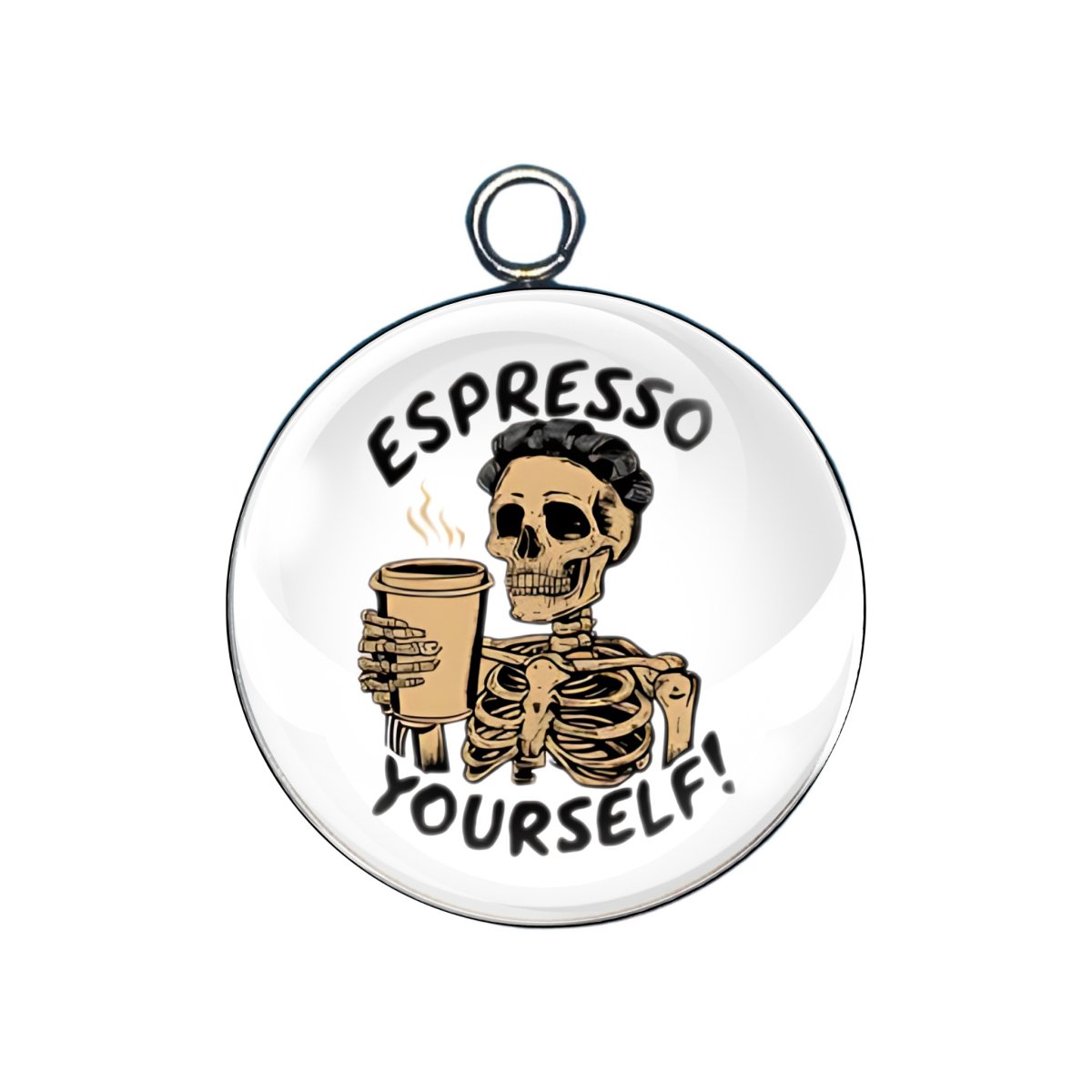 Funny coffee glass cabochon charm