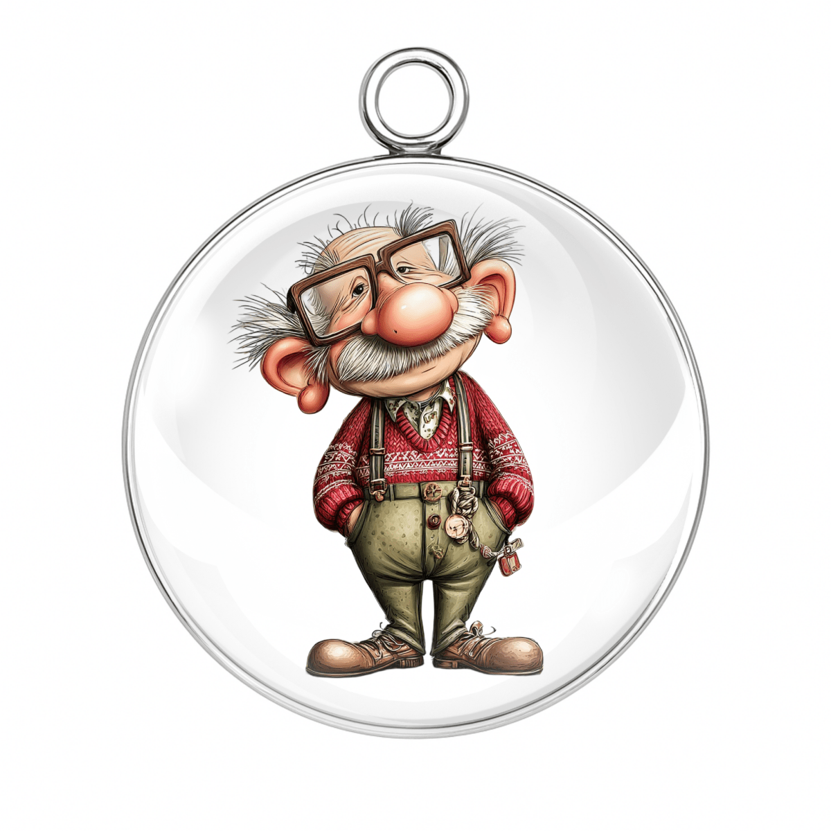 “Old man in suspenders Christmas charm”