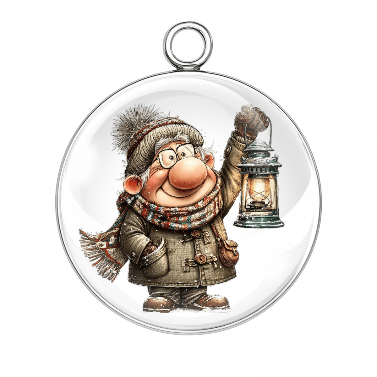 “Old man with lantern winter Christmas charm”
