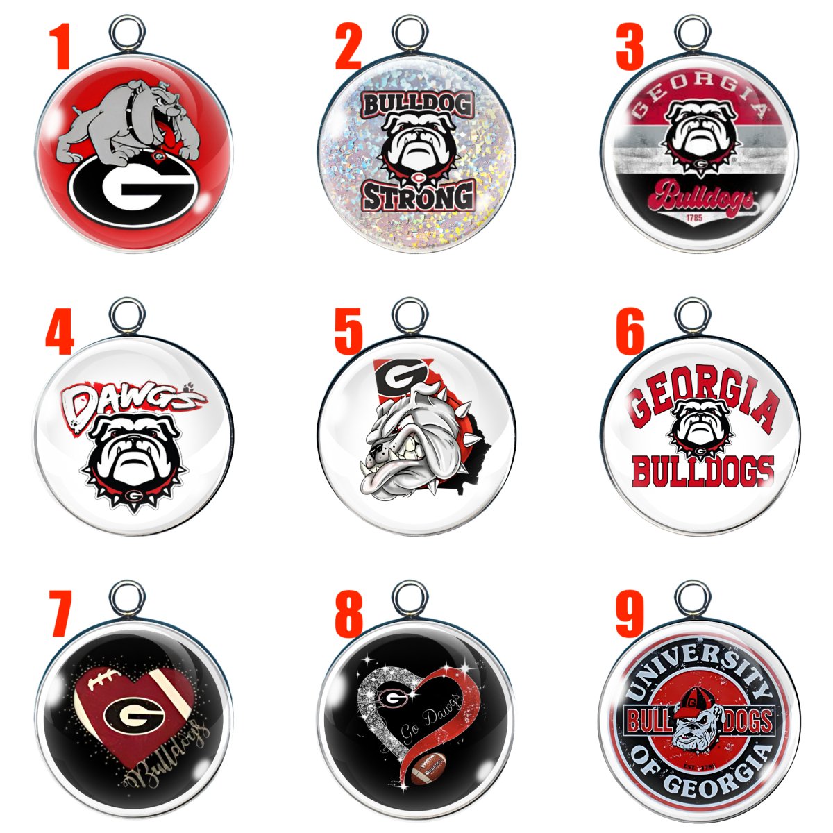 Georgia Bulldogs Glass Cabochon Charms