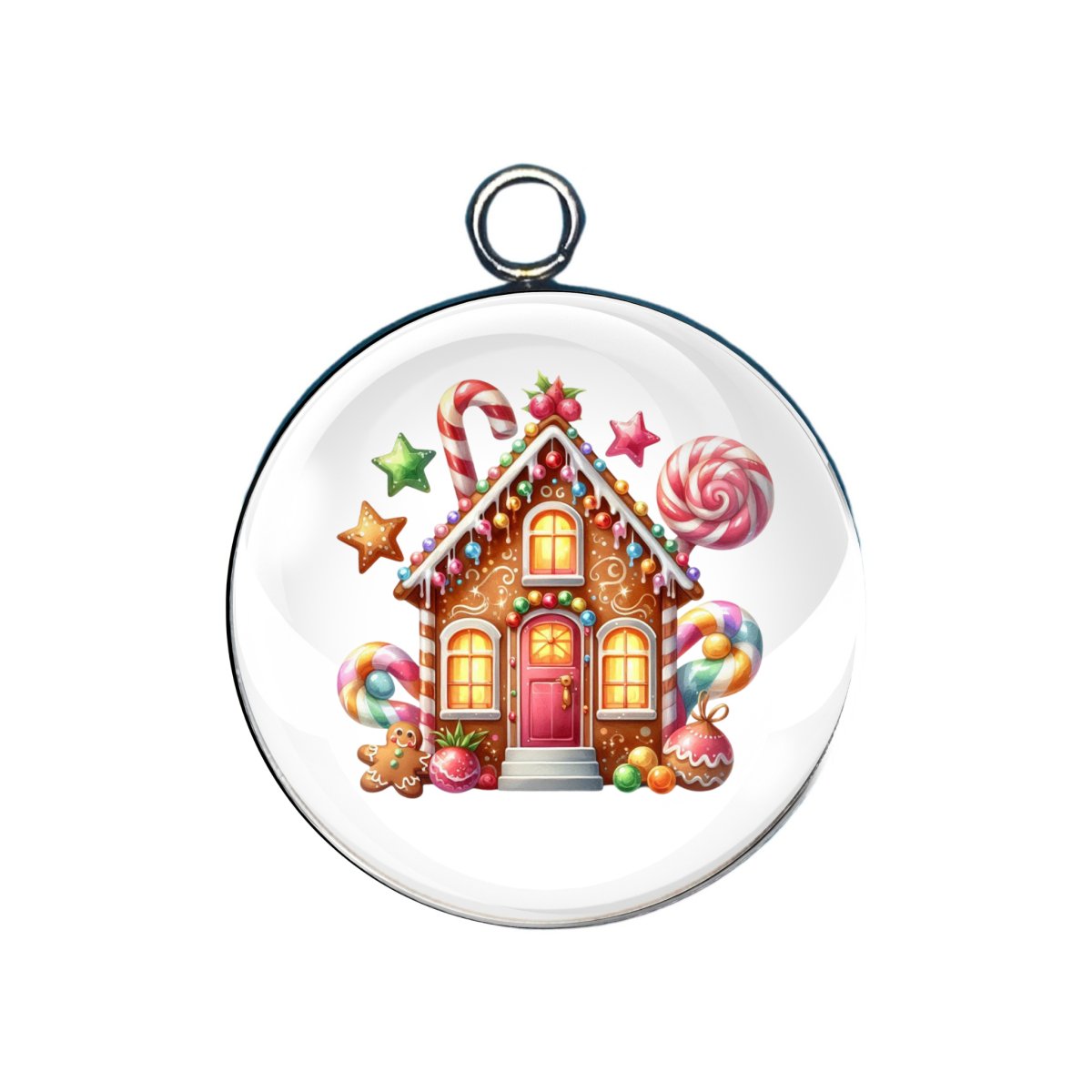 Gingerbread House Glass Cabochon Charms