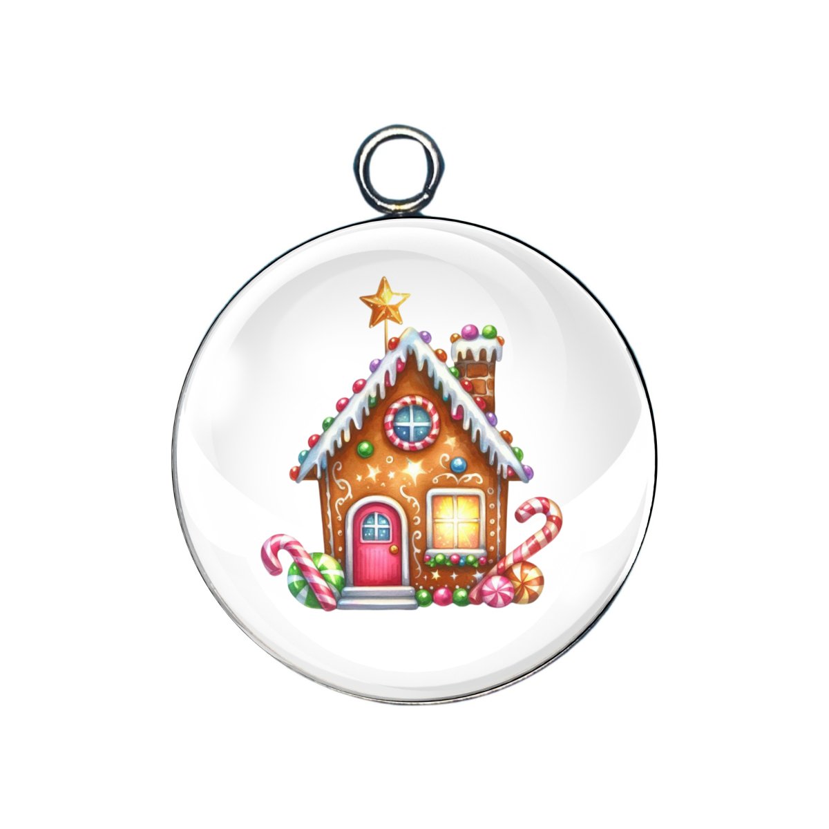 Gingerbread House Glass Cabochon Charms