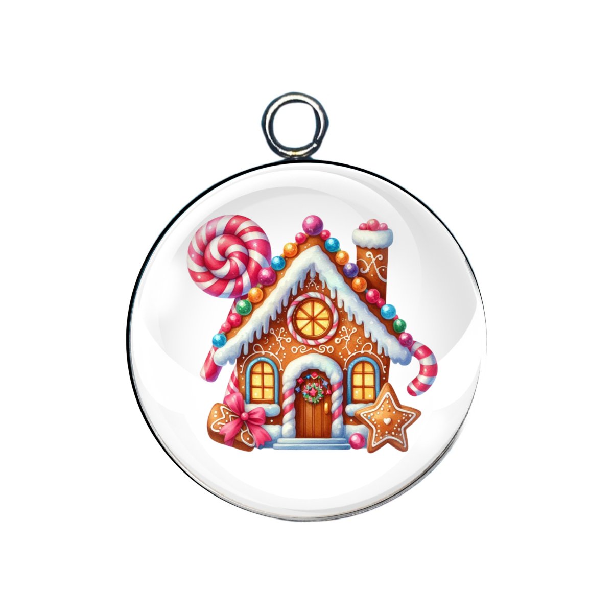 Gingerbread House Glass Cabochon Charms