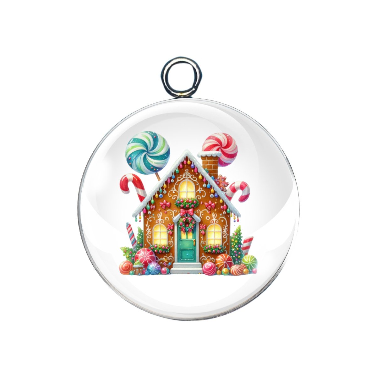 Gingerbread House Glass Cabochon Charms