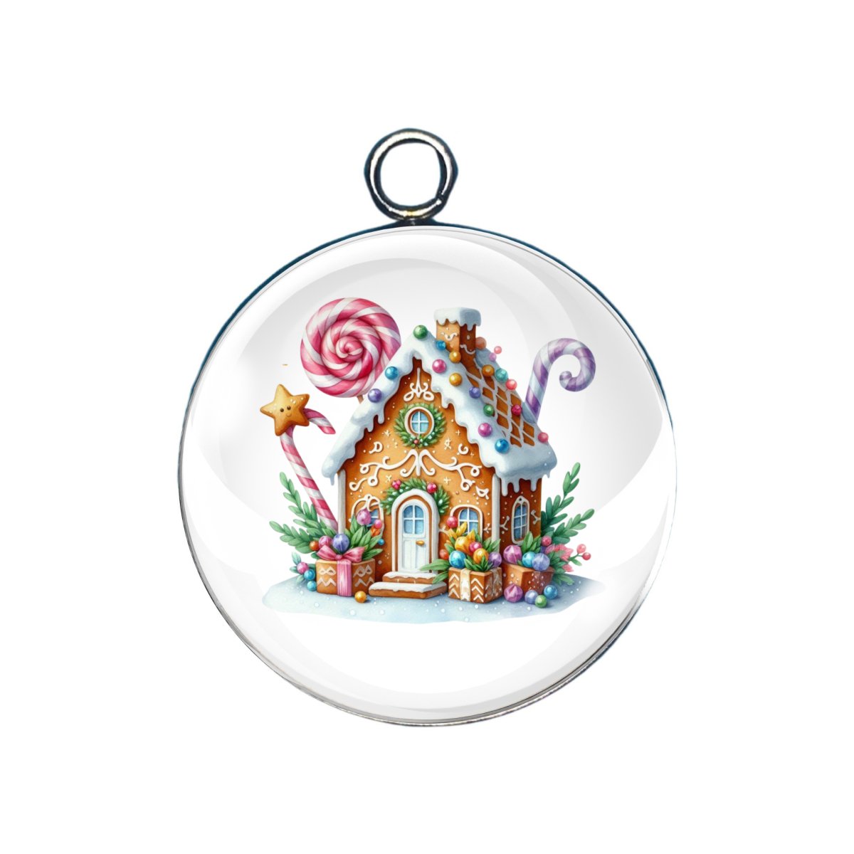 Gingerbread House Glass Cabochon Charms