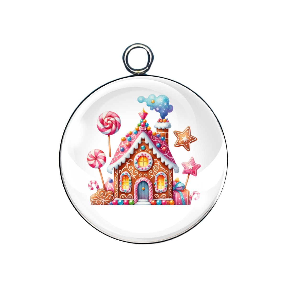 Gingerbread House Glass Cabochon Charms