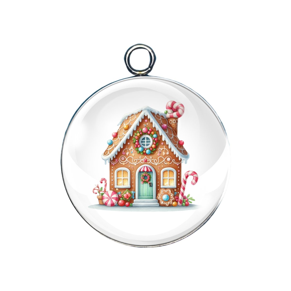 Gingerbread House Glass Cabochon Charms