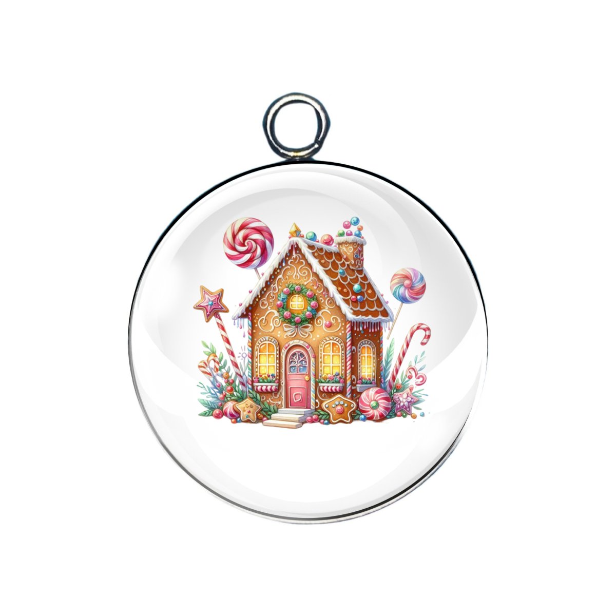 Gingerbread House Glass Cabochon Charms