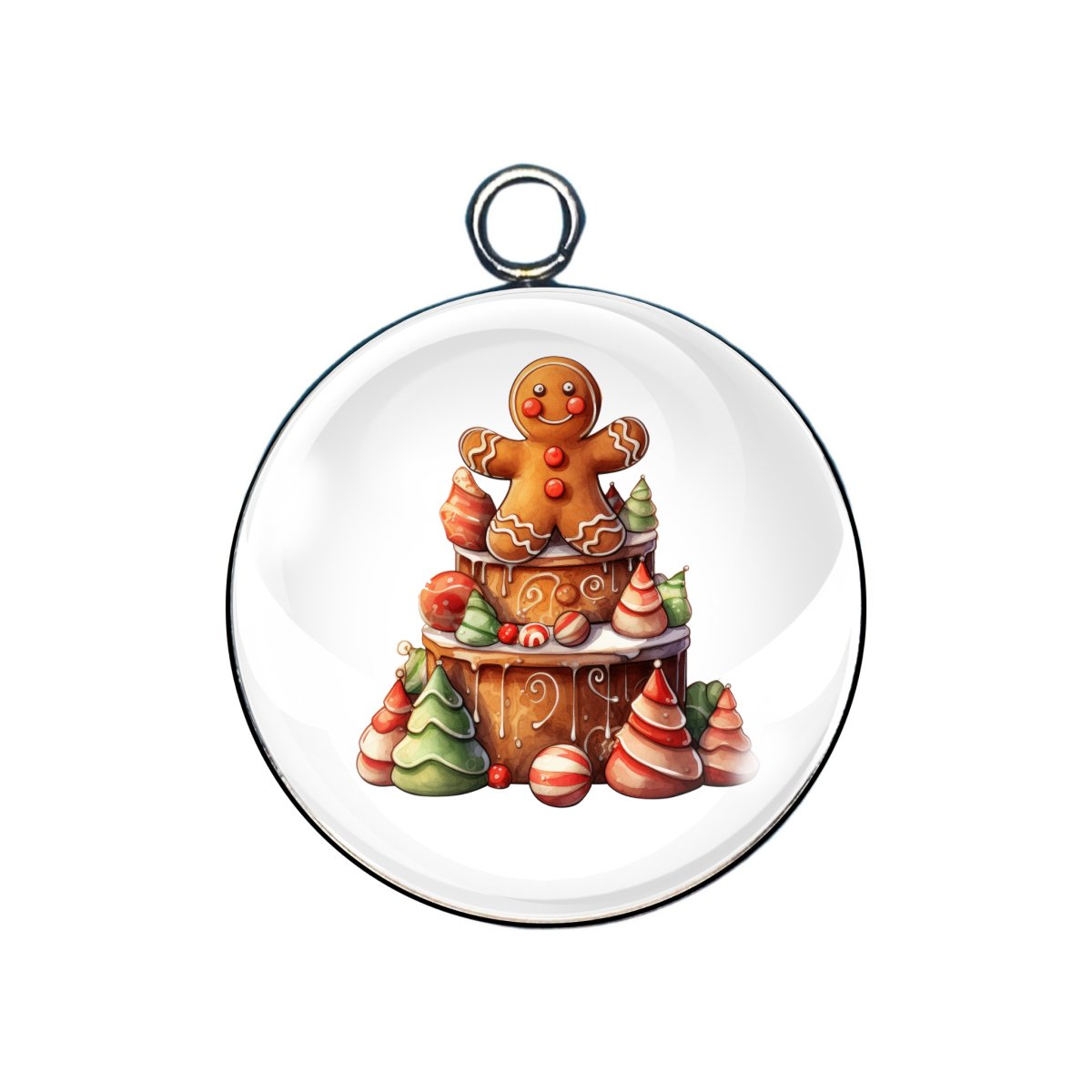 Gingerbread Man Glass Cabochon Charms