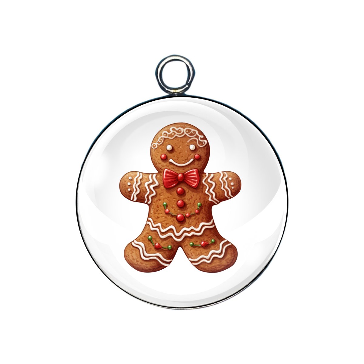 Gingerbread Man Glass Cabochon Charms