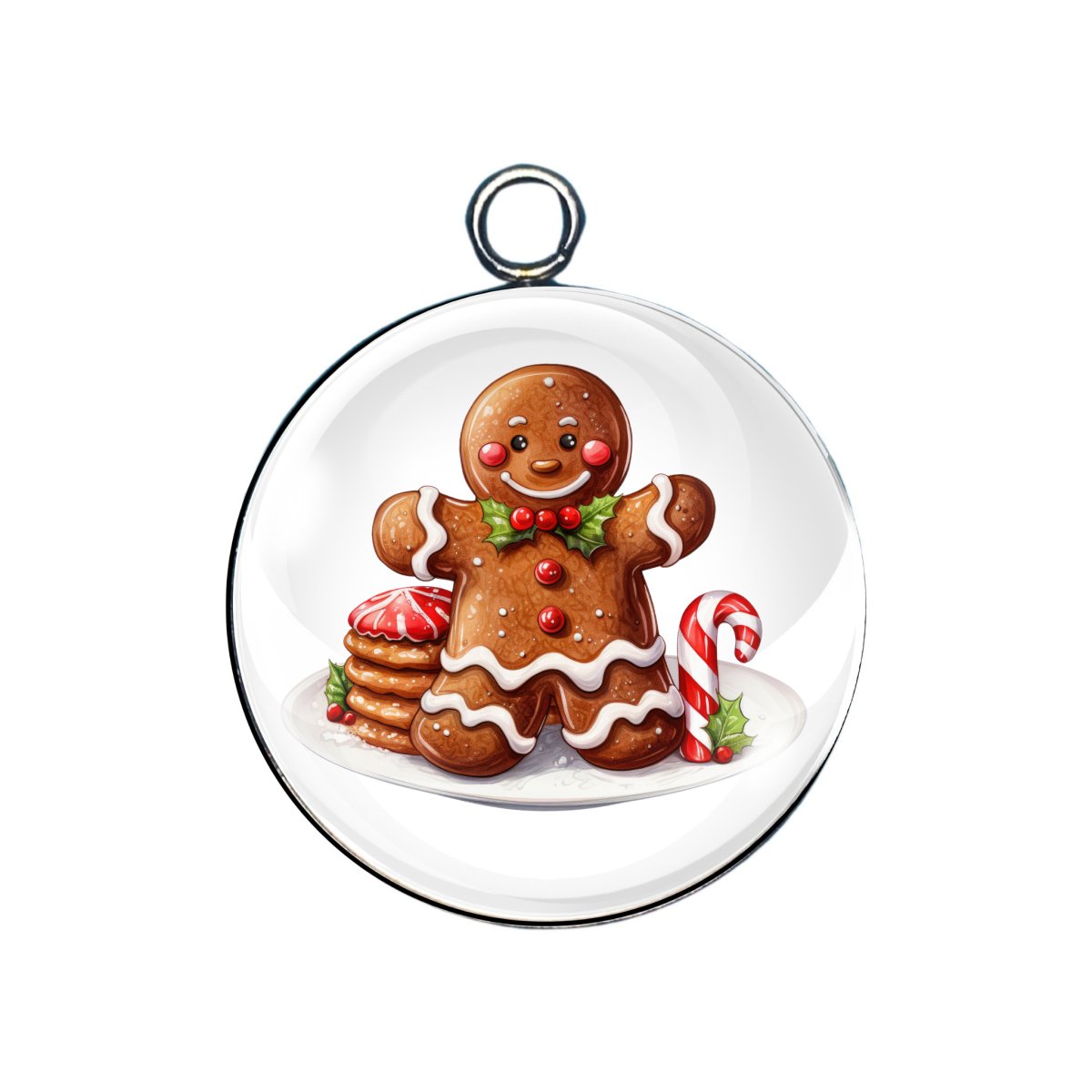 Gingerbread Man Glass Cabochon Charms