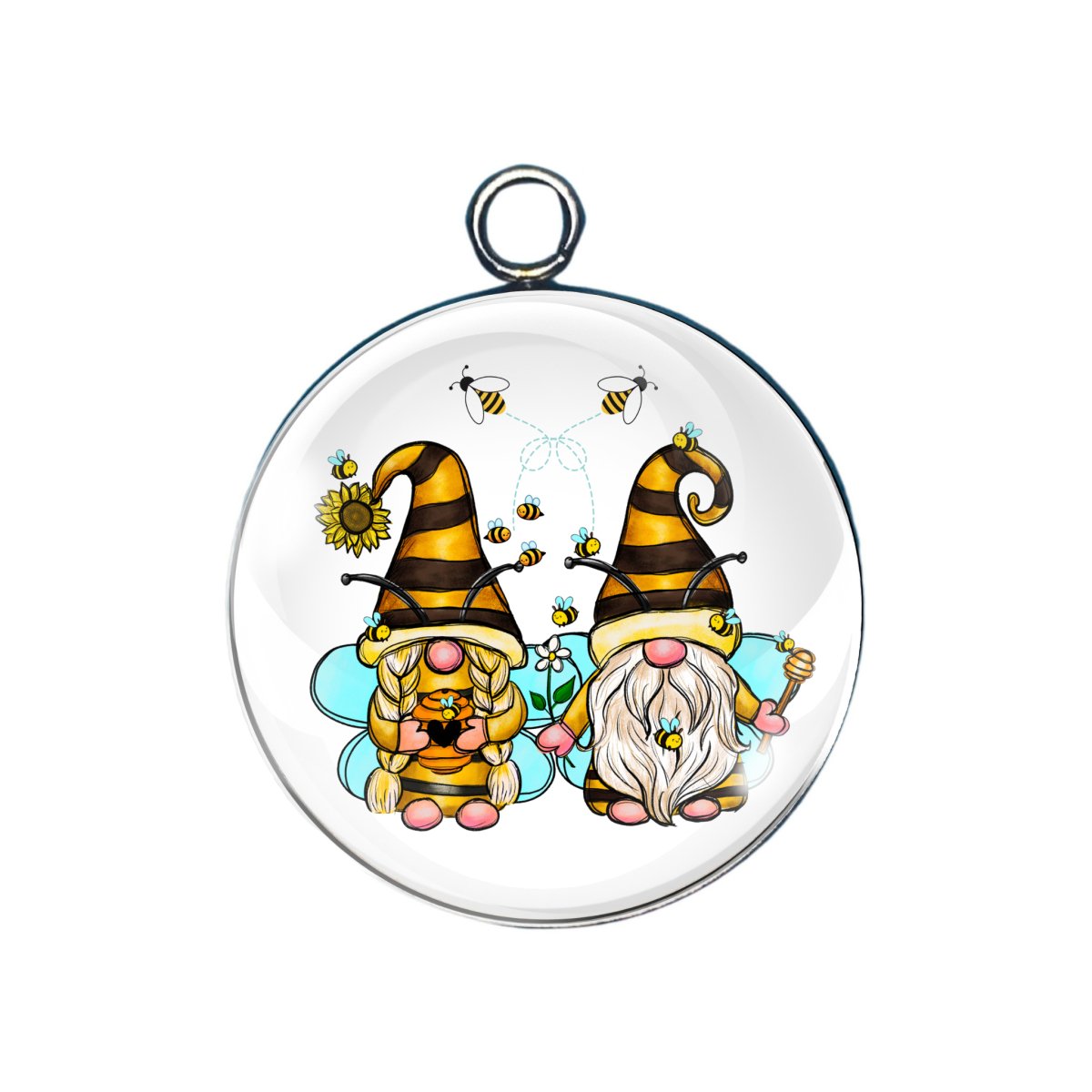 couples gnomes glass cabochon charm