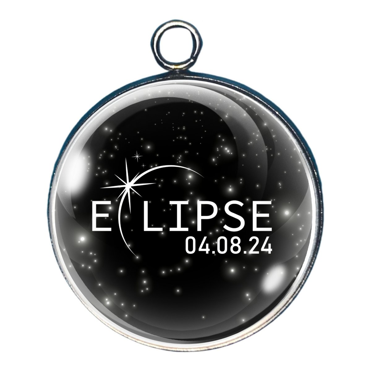 a charm with a starry sky and the words Eclipse 04.08.24