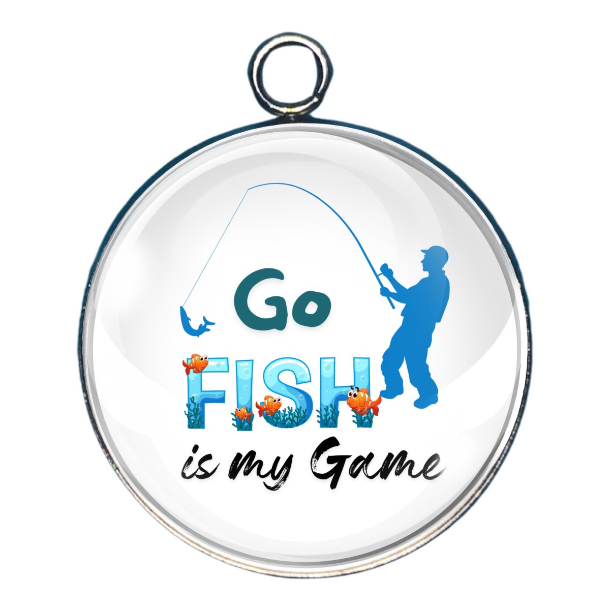 Go Fishing Glass Cabochon Charms, Father's Day Fishing Charms