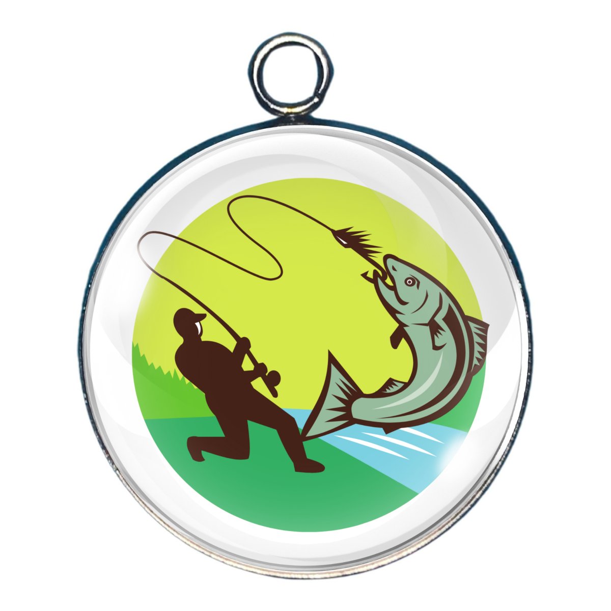 Go Fishing Glass Cabochon Charms, Father's Day Fishing Charms