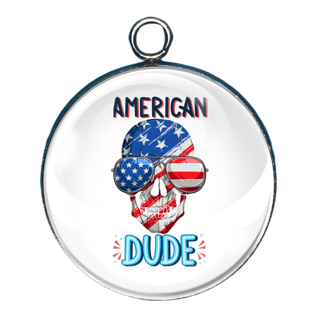 God Bless America Glass Cabochon Charms