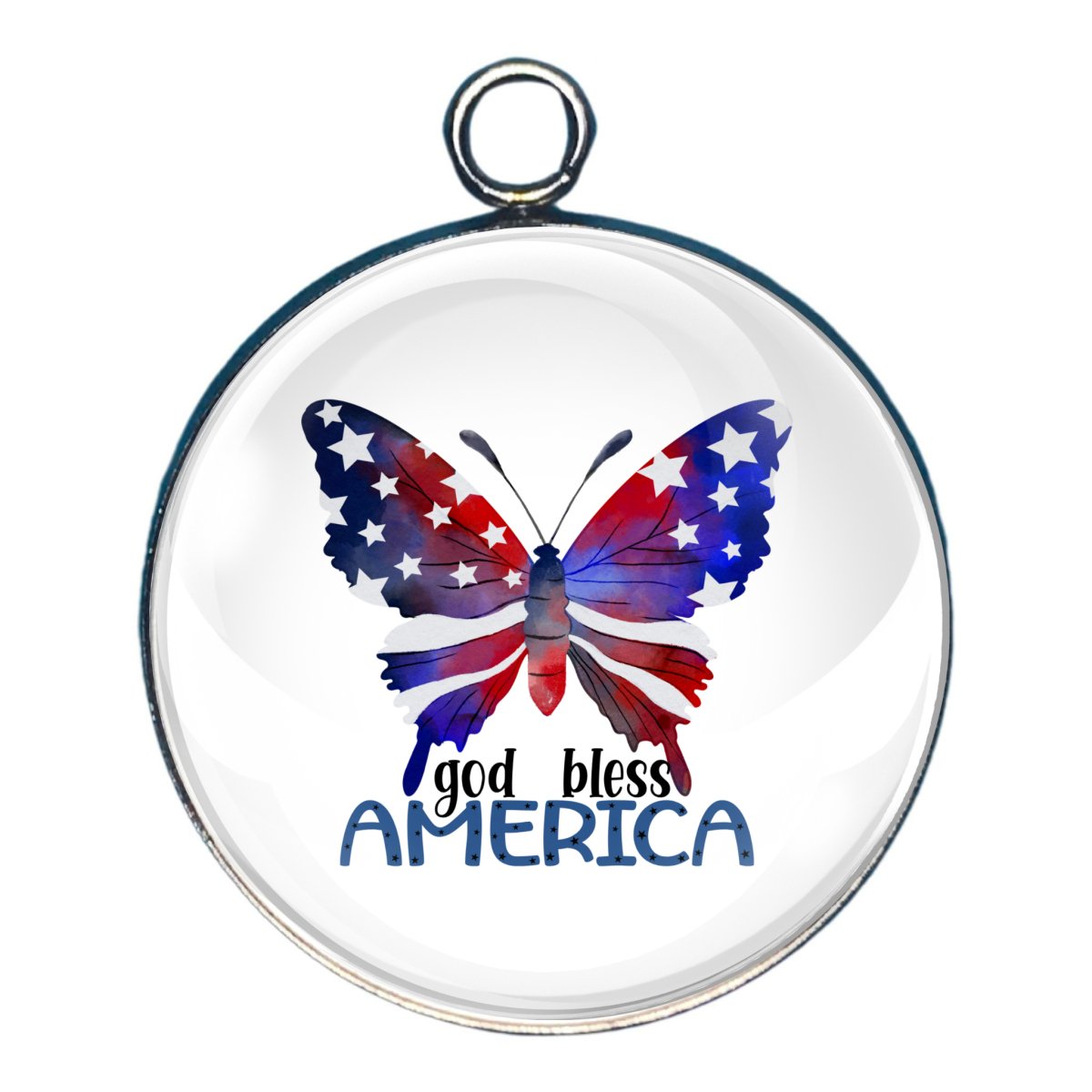 God Bless America Glass Cabochon Charms