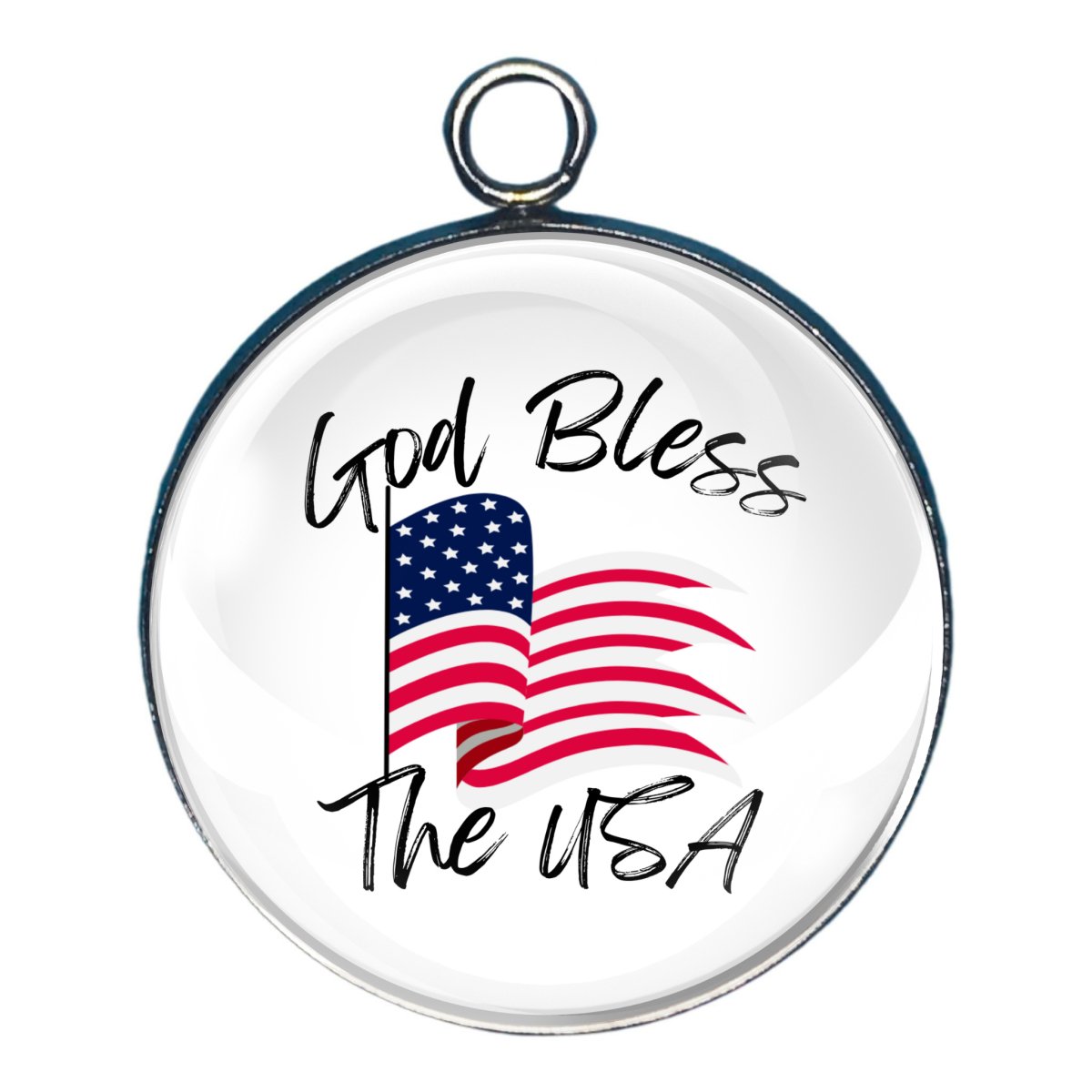 God Bless America Glass Cabochon Charms