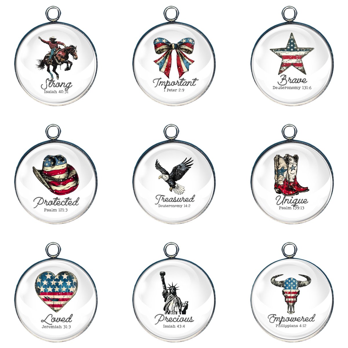 God Says I Am - Patriotic Themed Glass Cabochon Charms