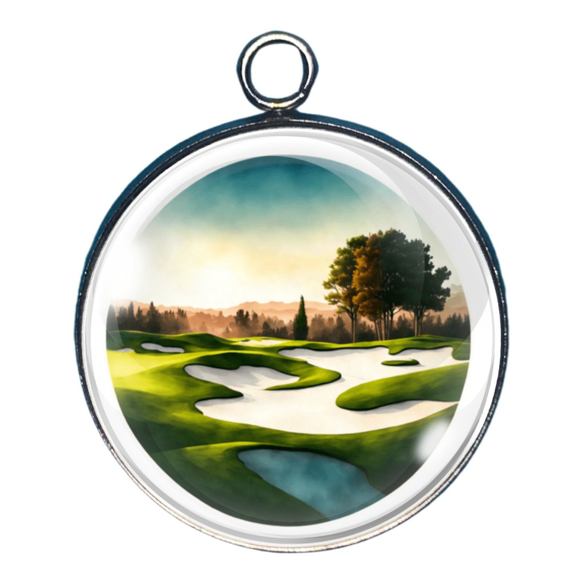 charm featuring part of a golf course