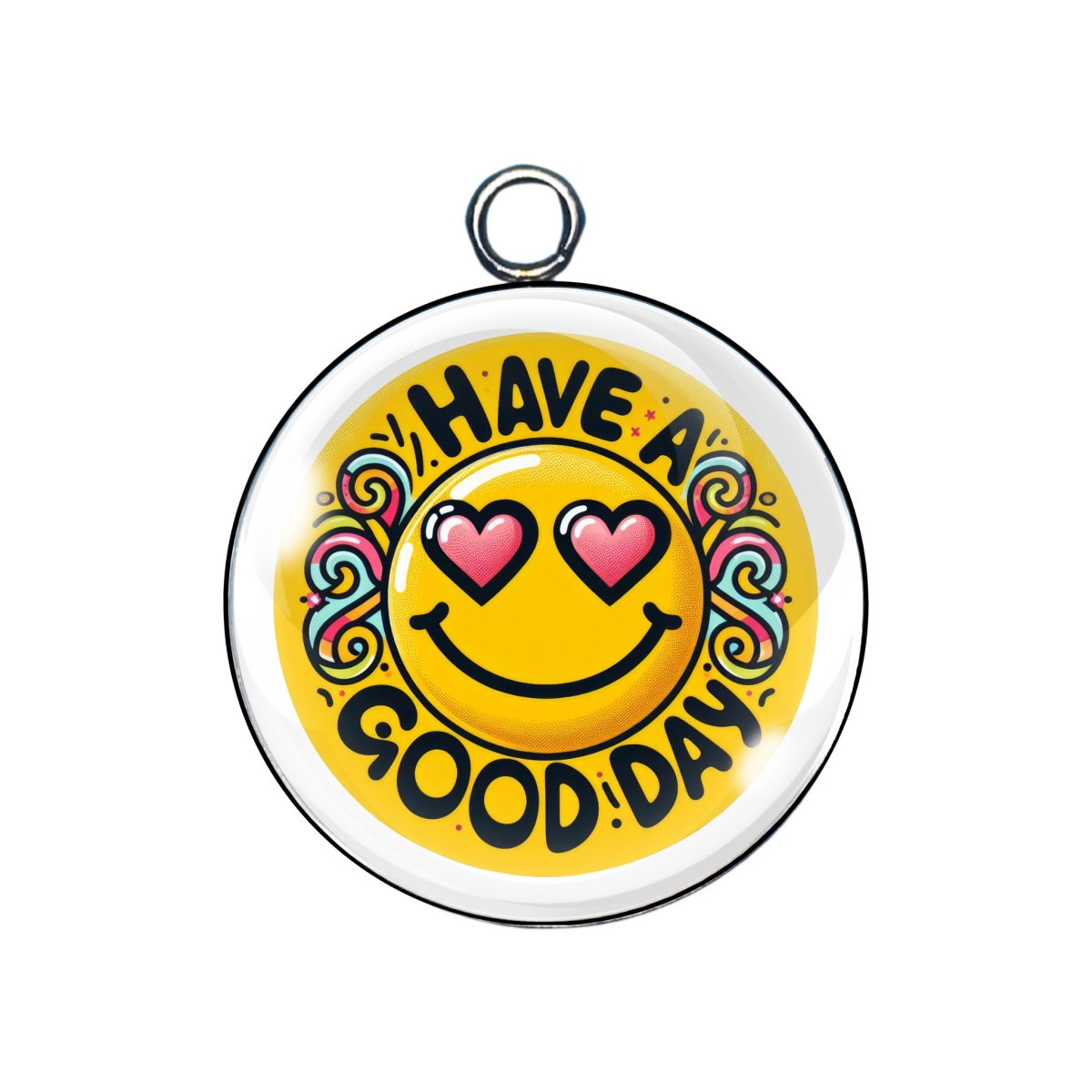 good vibes glass cabochon charm