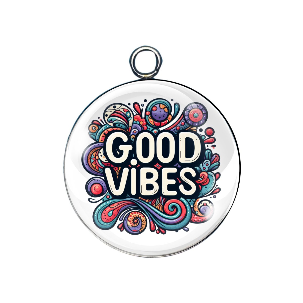 good vibes glass cabochon charm