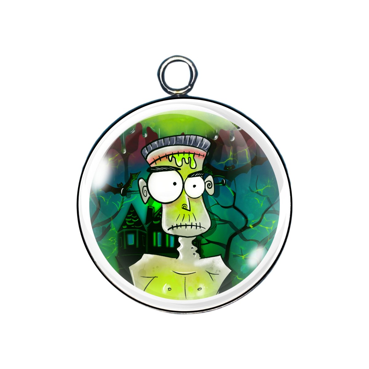 goofy halloween cartoon glass cabochon charm