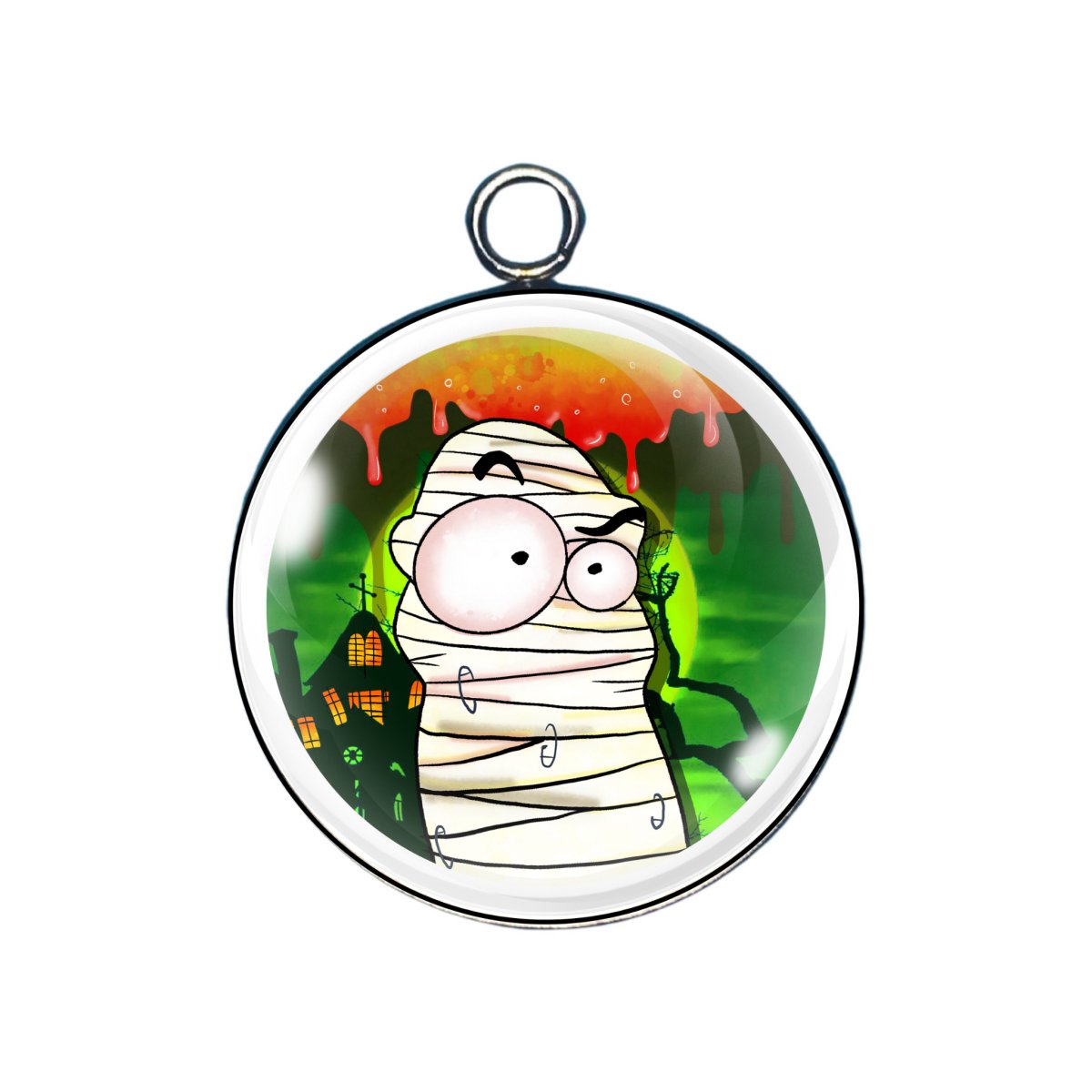 goofy halloween cartoon glass cabochon charm