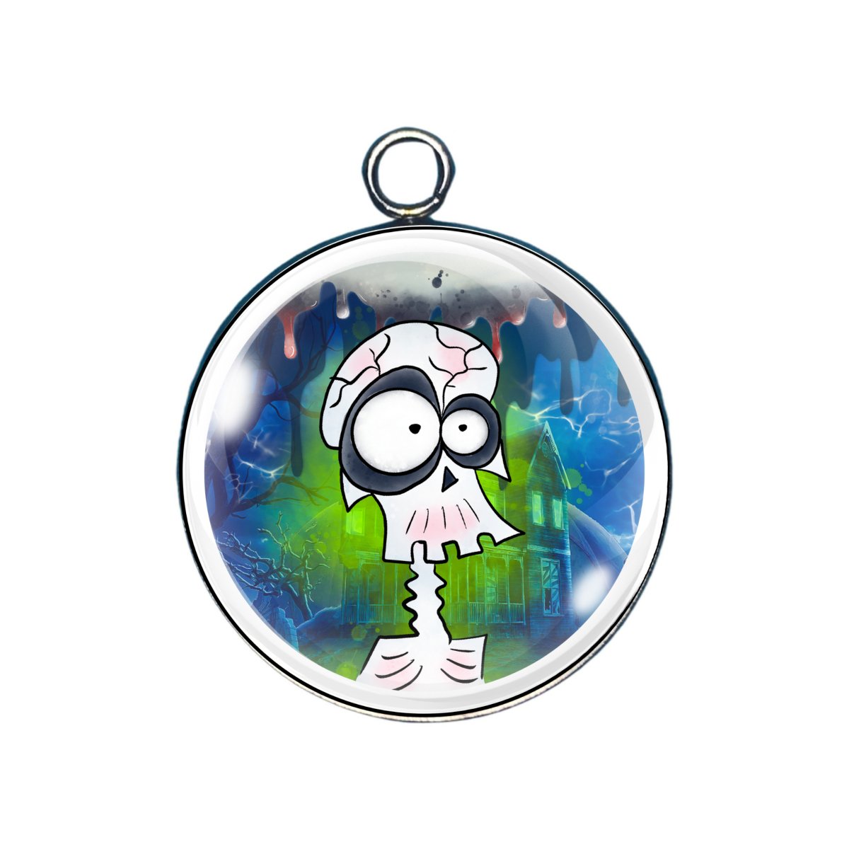 goofy halloween cartoon glass cabochon charm