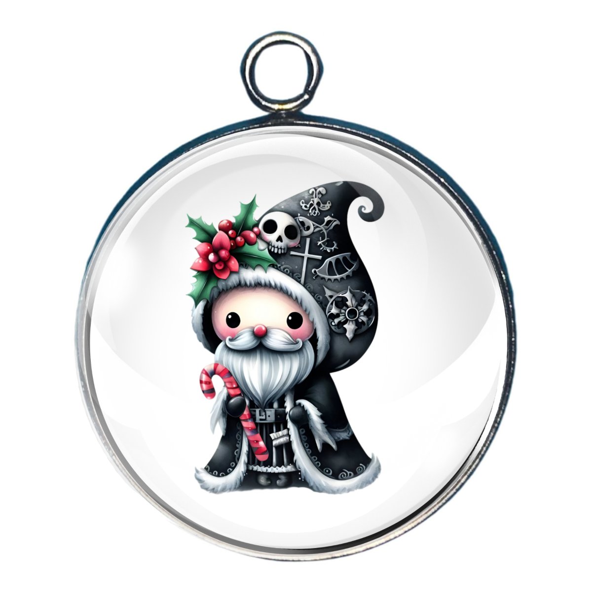 Charm of a Goth inspired Santa all dressed in black