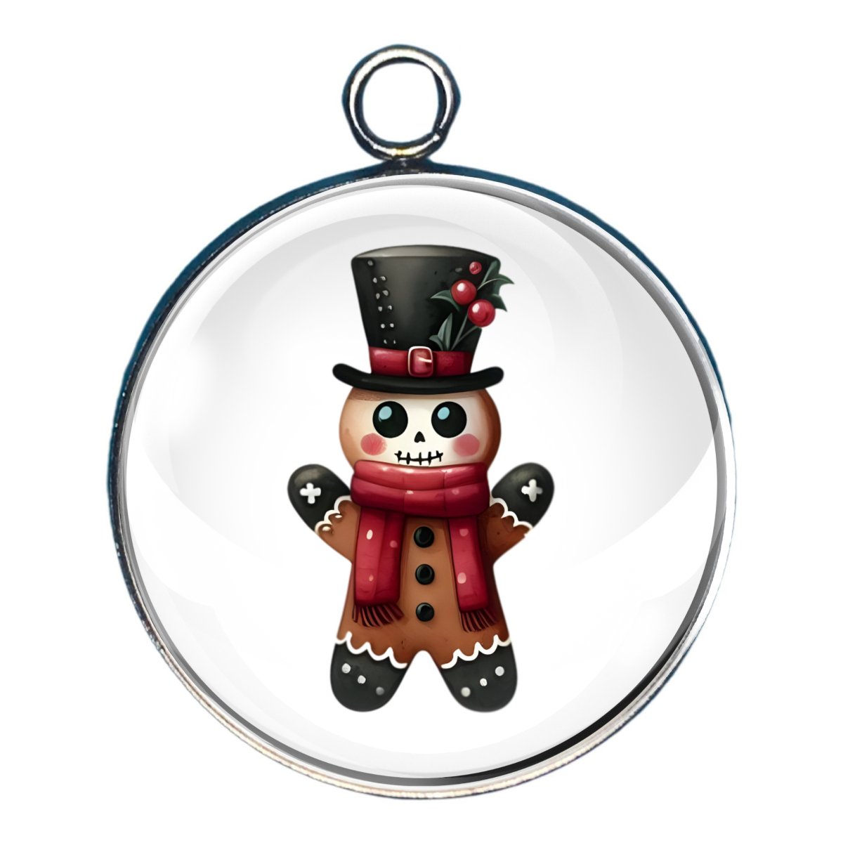 Charm of a goth inspired gingerbread mand in a tophat