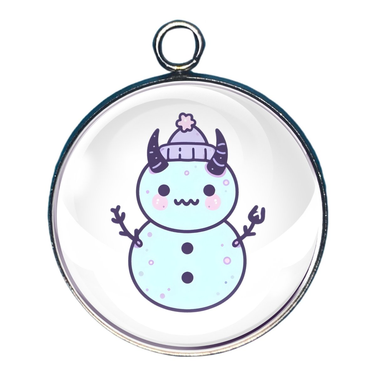 charm depicting a pastel snowman with horns