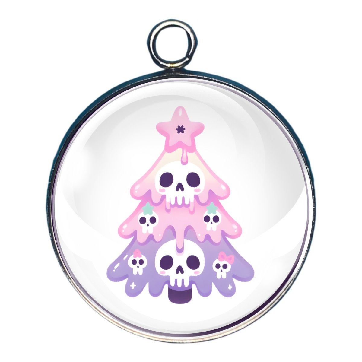 charm of a pastel christmas tree with skulls 