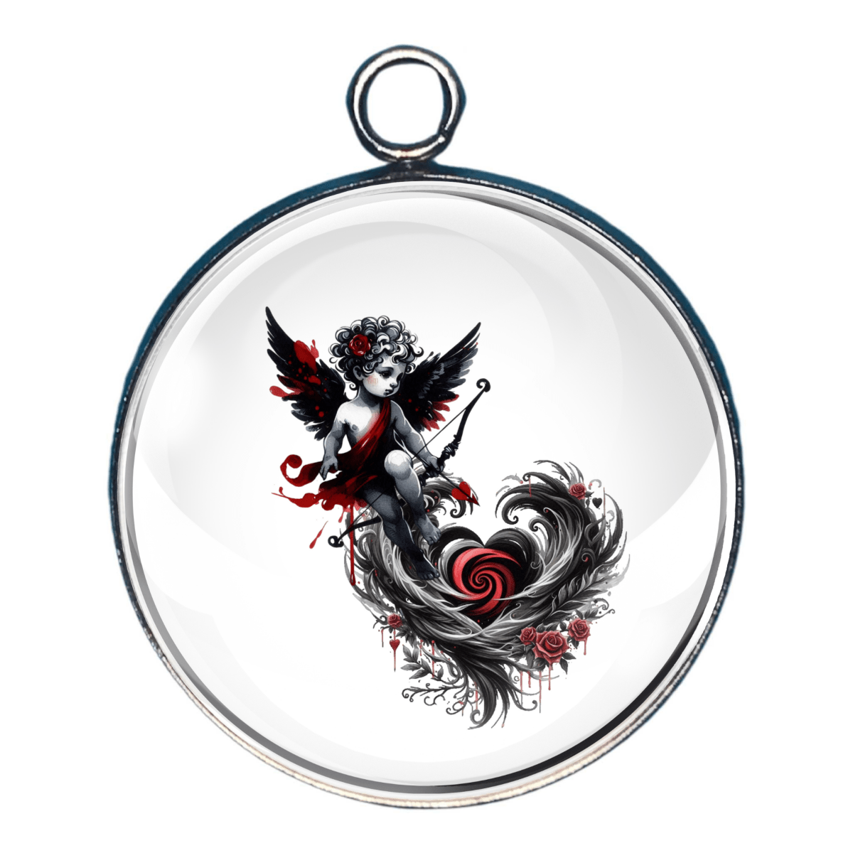 Gothic Valentines Day Glass Cabochon Charms