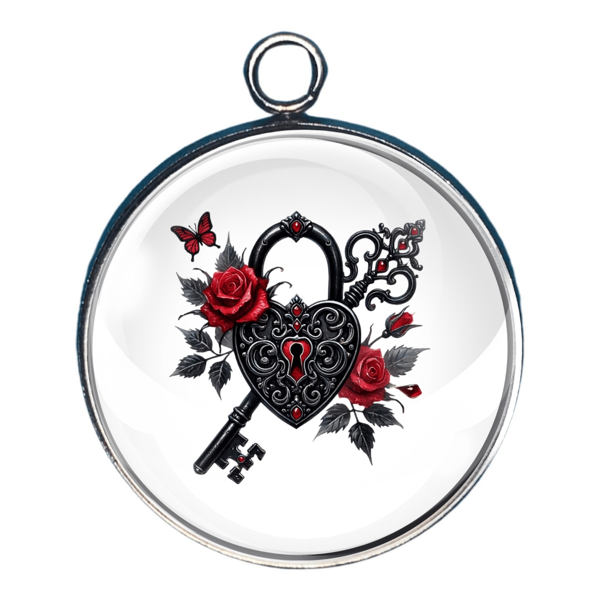 Gothic Valentines Day Glass Cabochon Charms