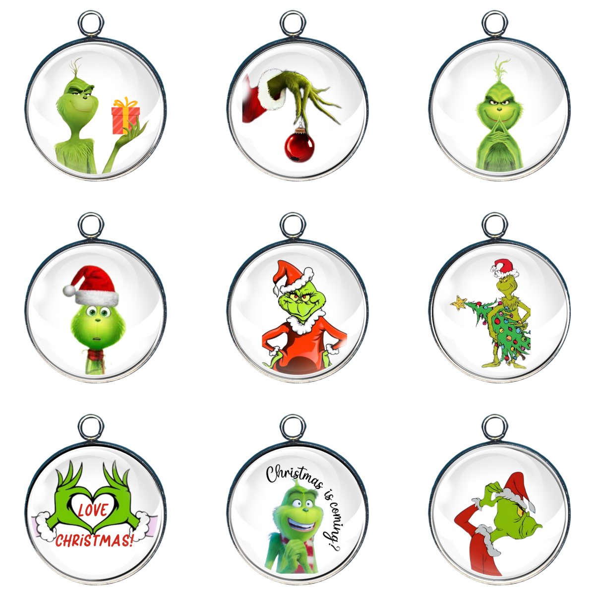 Group of 9 Grinch charms