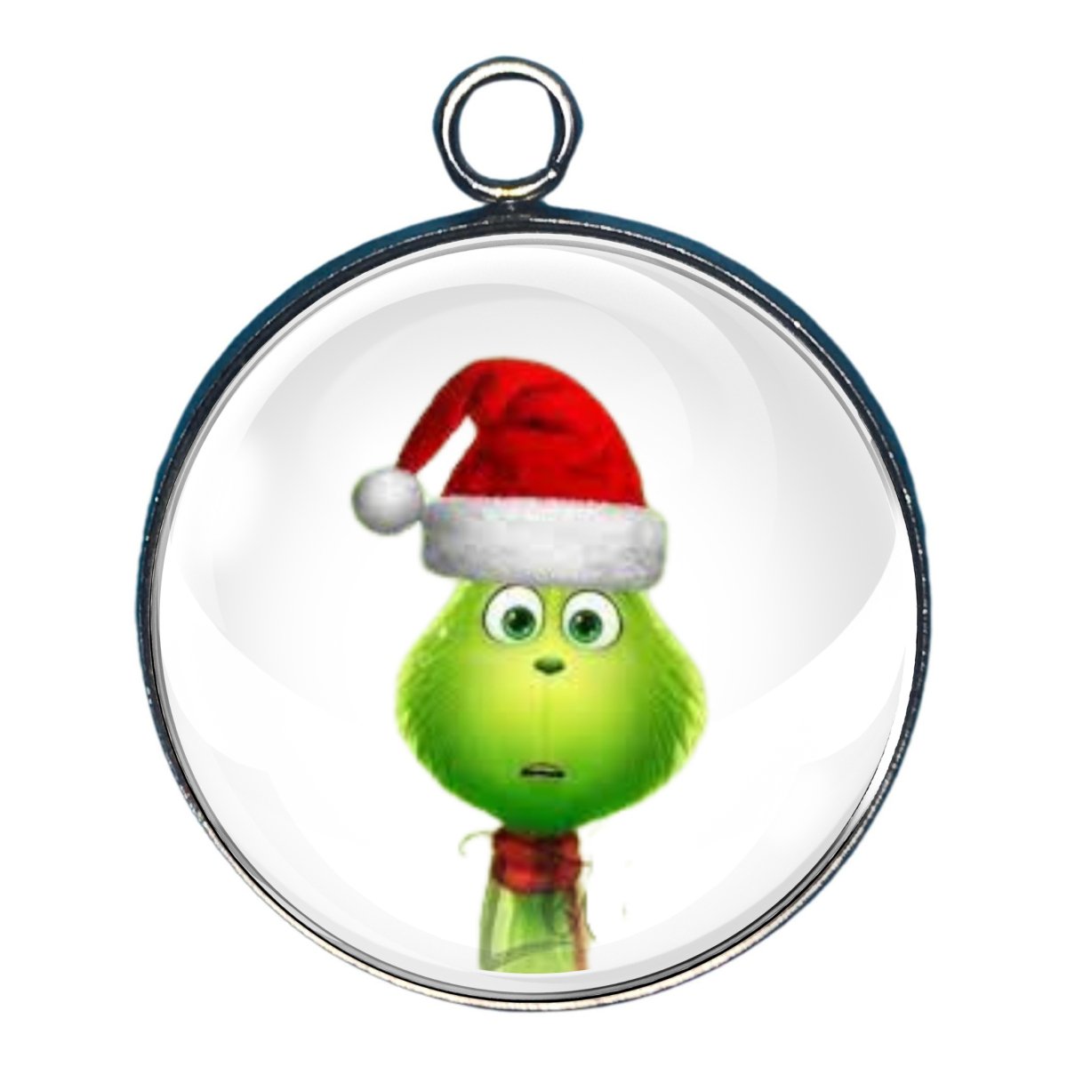 charm of a young grinch with a santa hat