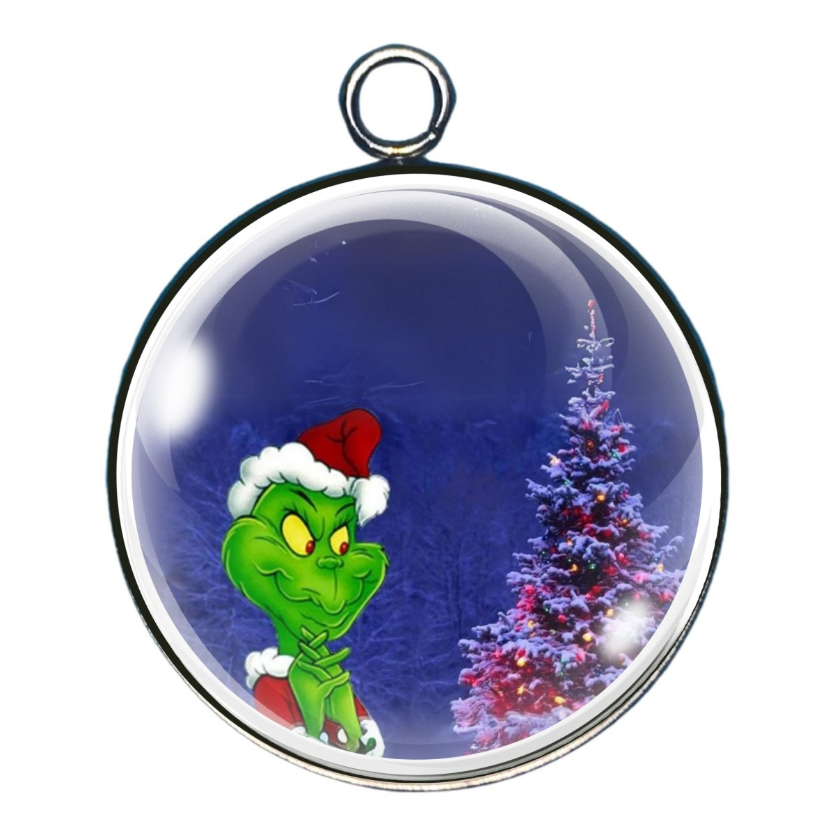 charm of the grinch and a christmas tree