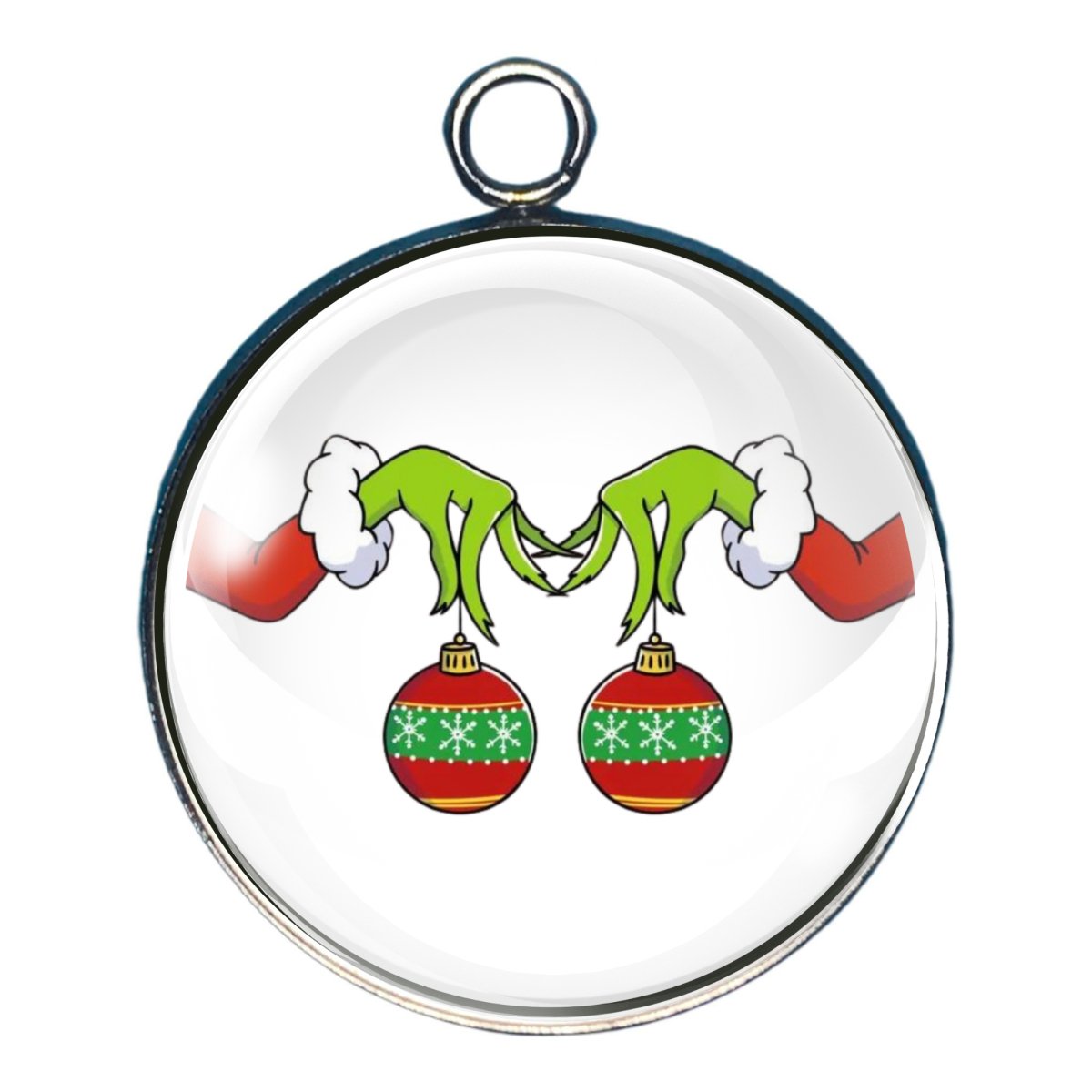 charm of the grinch holding chritmas balls