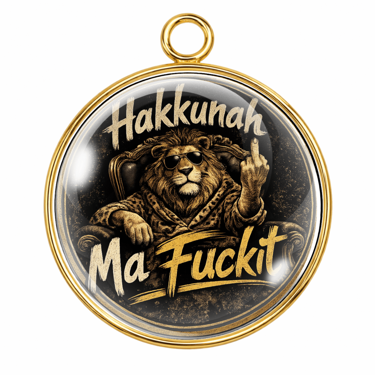 Hakhunah MaFuckit Lion Glass Cabochon Charm – Funny Sarcastic Attitude Charm – Silver or Gold