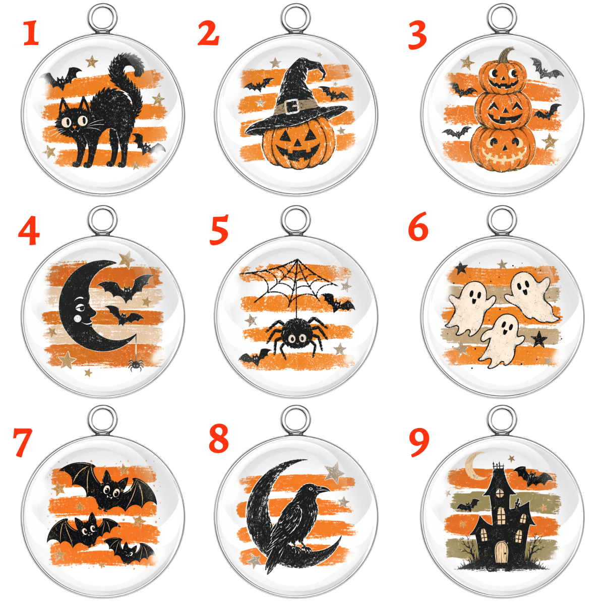 Halloween Brushstroke Glass Cabochon Charms