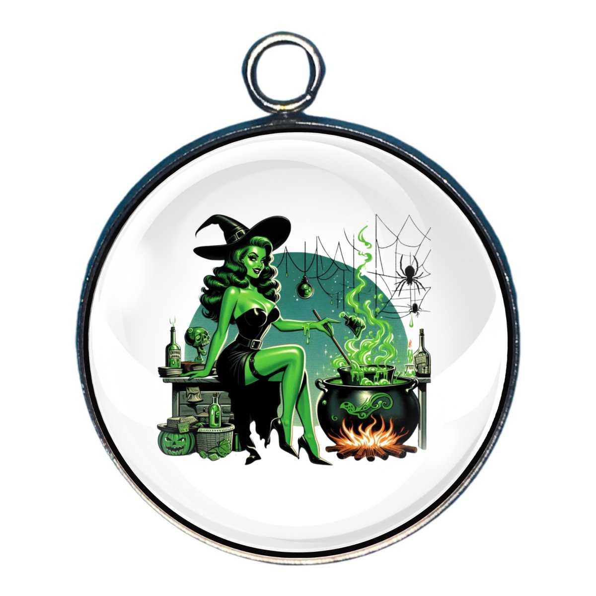 Halloween Pinup Hotties Glass Cabochon Charms