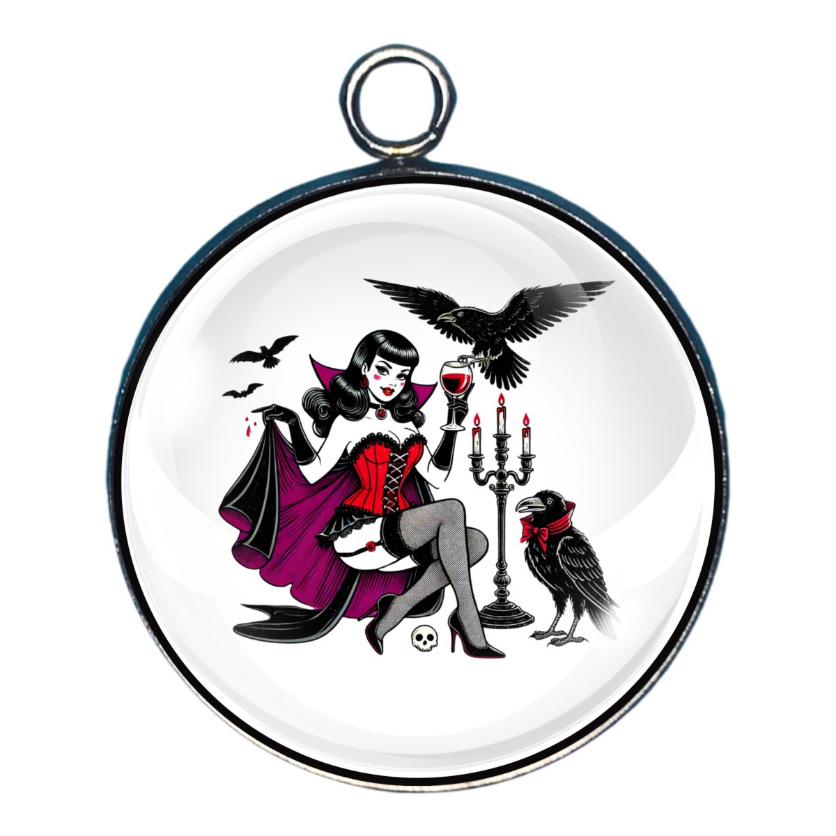 Halloween Pinup Hotties Glass Cabochon Charms