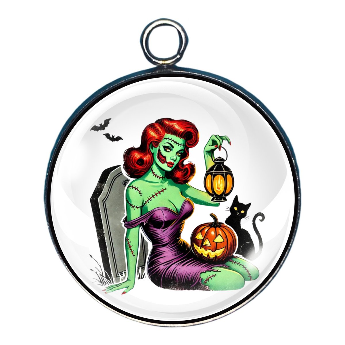 Halloween Pinup Hotties Glass Cabochon Charms