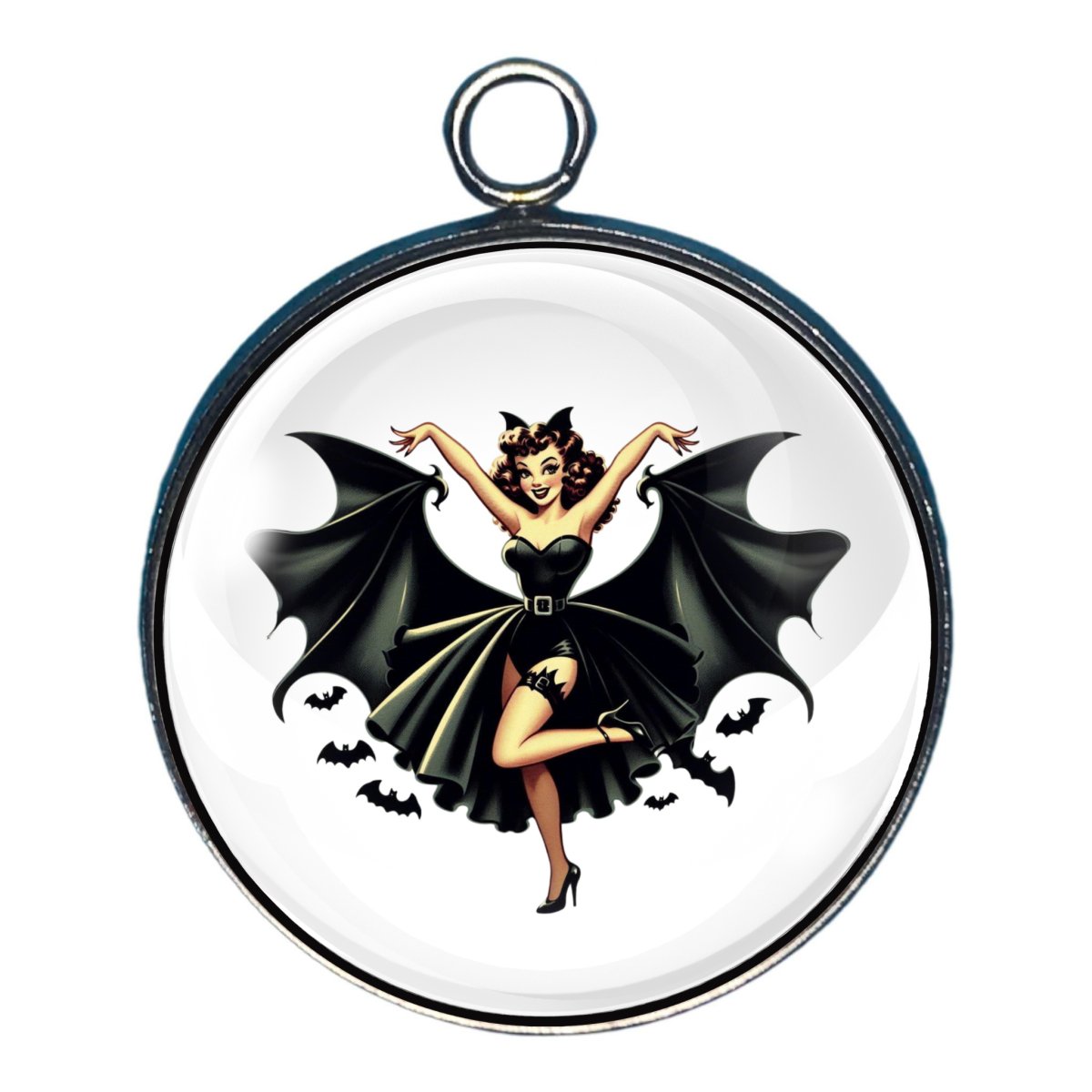 Halloween Pinup Hotties Glass Cabochon Charms