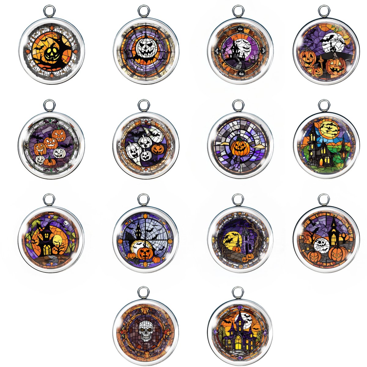 14 halloween stained glass charms