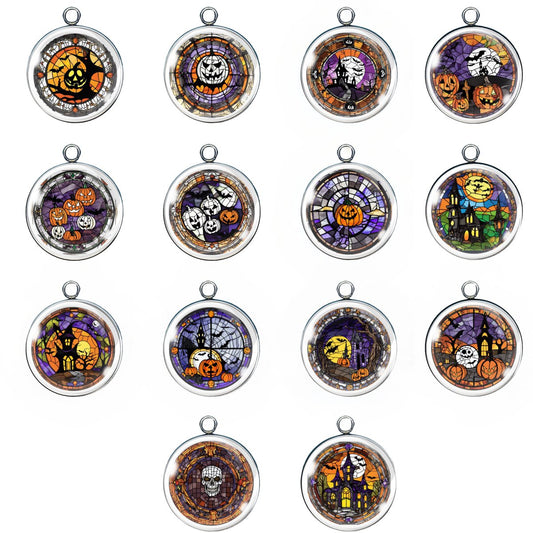 14 halloween stained glass charms