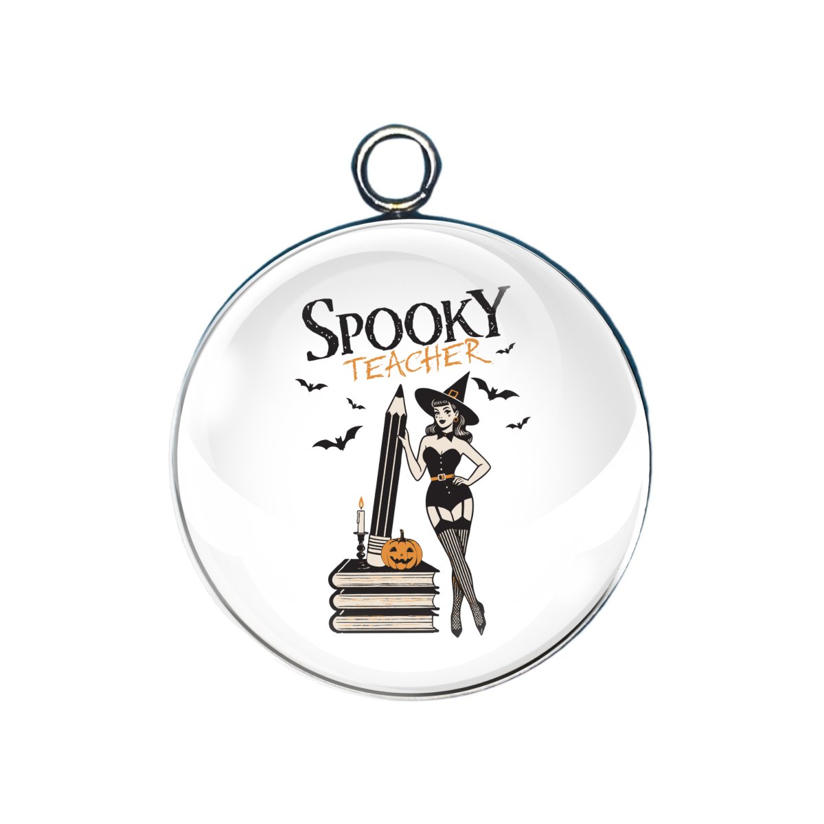 Halloween Witch glass cabochon charm